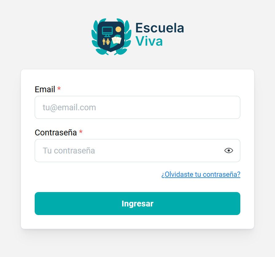 Pantalla de inicio de EscuelaViva